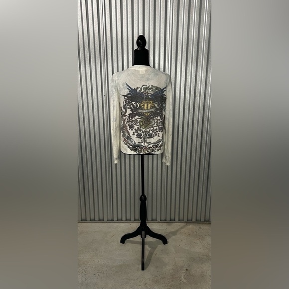 Womens Daniel Benjamin White Angels Dream Poly Goth Cardigan Sweater Size Large - Picture 2 of 7